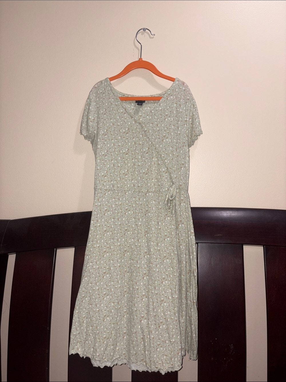Target Light Sage Floral Wrap-Style Kids Dress